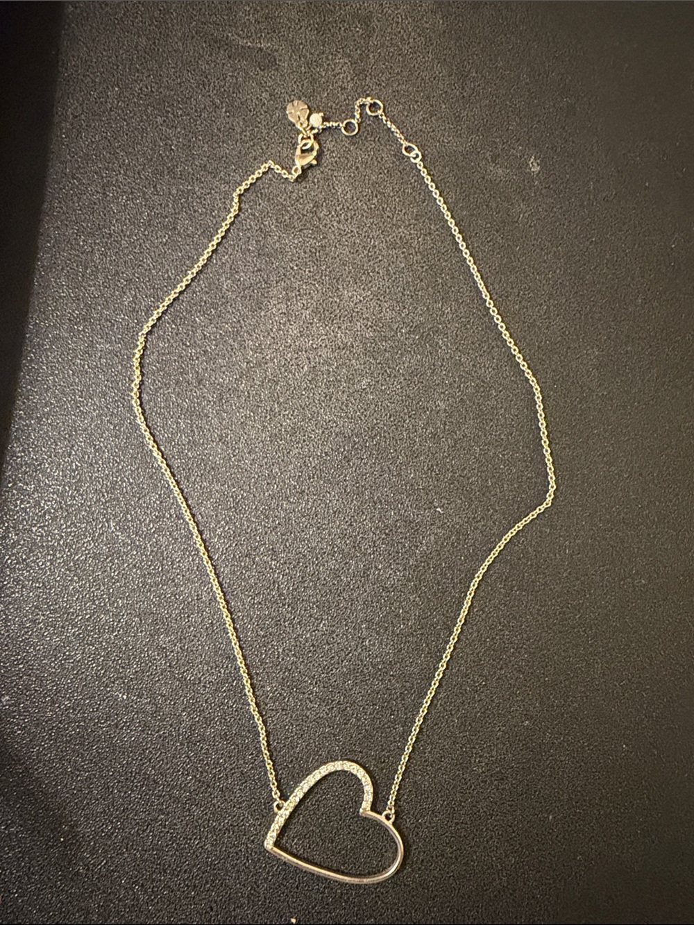 Gold Heart Pendant Necklace with Pavé Accent